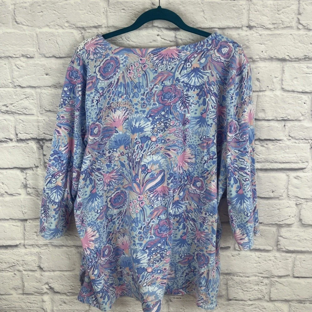 Talbots Resort Wear Boho  Embellished Crochet Neck Colorful Tunic Size 2X - Picture 7 of 9